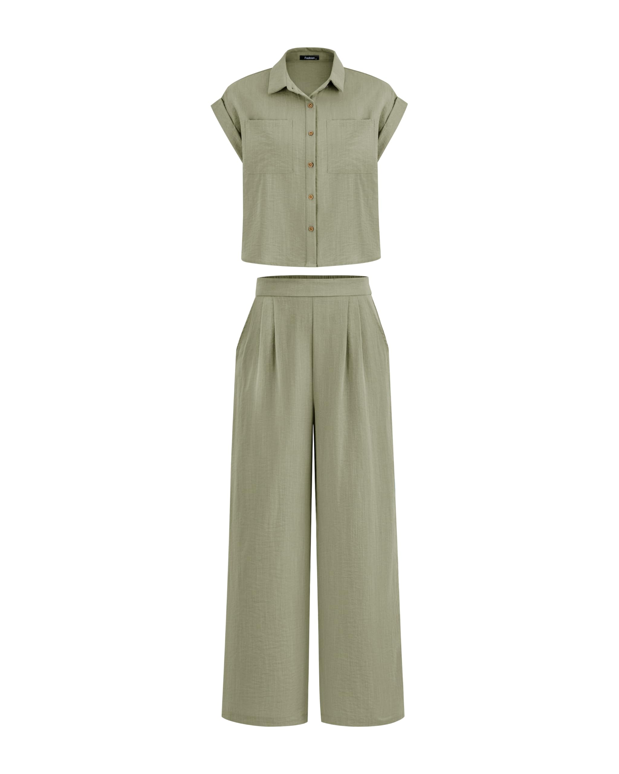 Women's Button Down Shirt Pants Two Piece Set✨Buy 2 Free Shipping