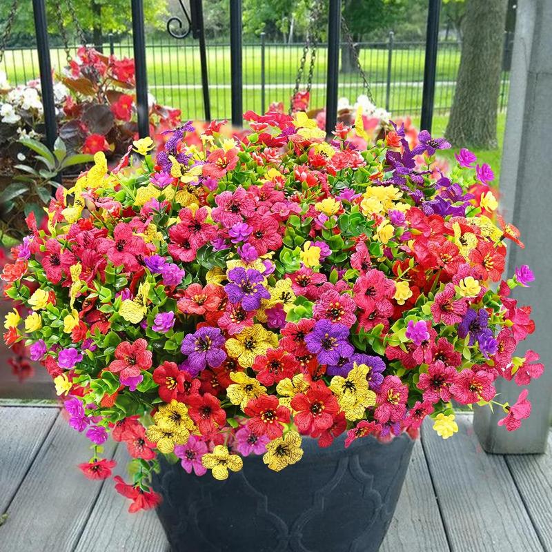 Artificial Flower (12/24pcs/set), UV Resistant Colorful Fake Flower, Decorative Bouquet for Home Garden Party Wedding Decor