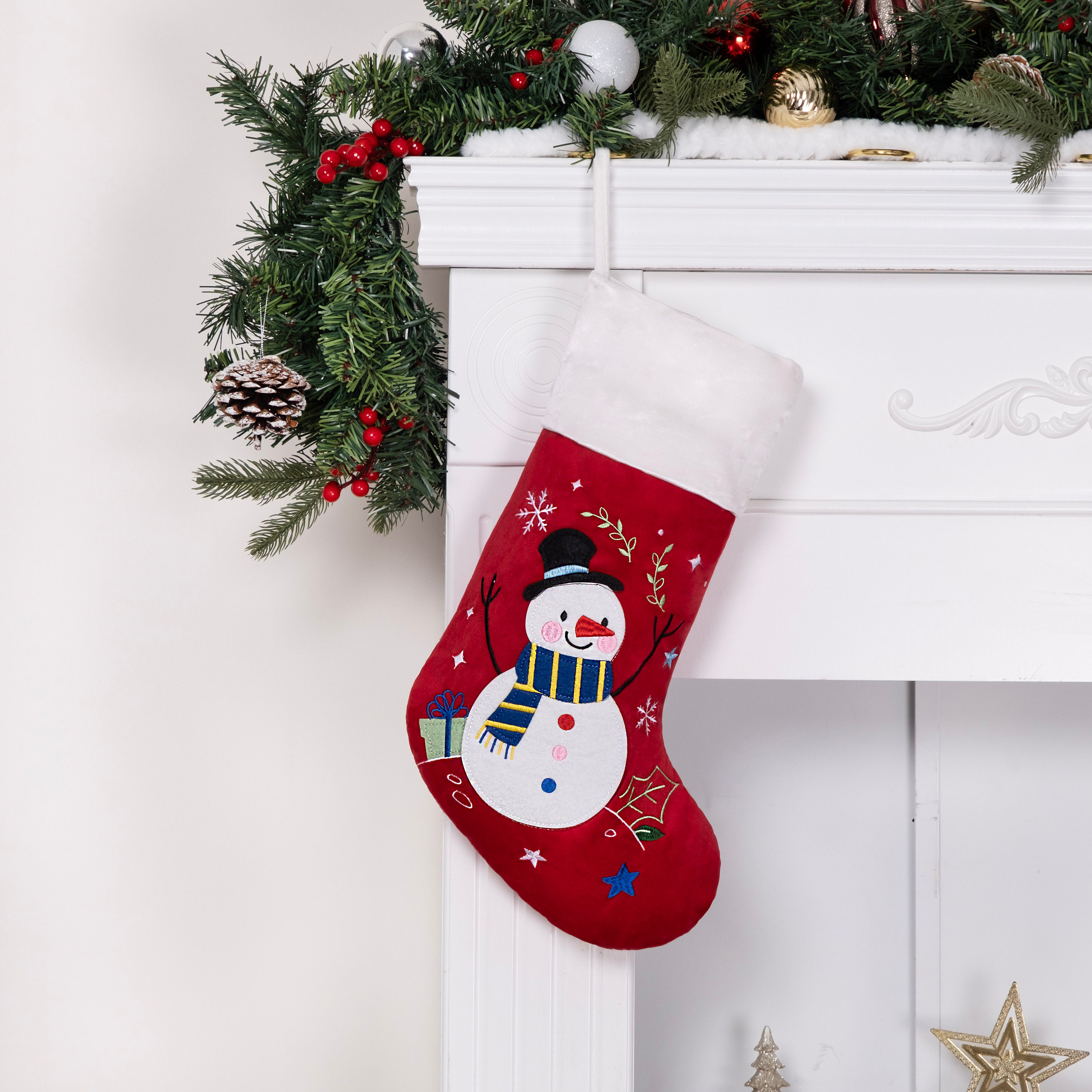 🎅Velvet Embroidered Applique Christmas Stocking