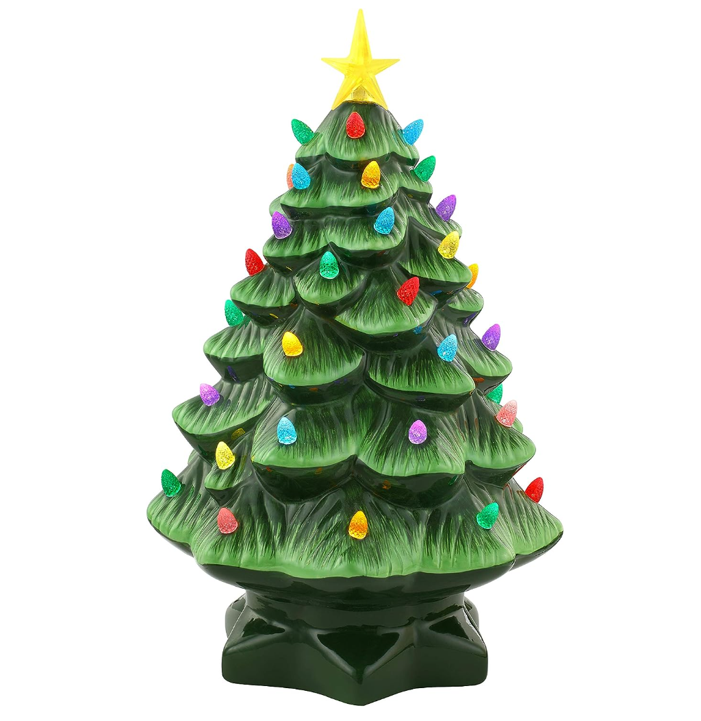 💝Last Day For Clearance💥Mr. Christmas Nostalgic Ceramic Christmas Tree with LED Lights