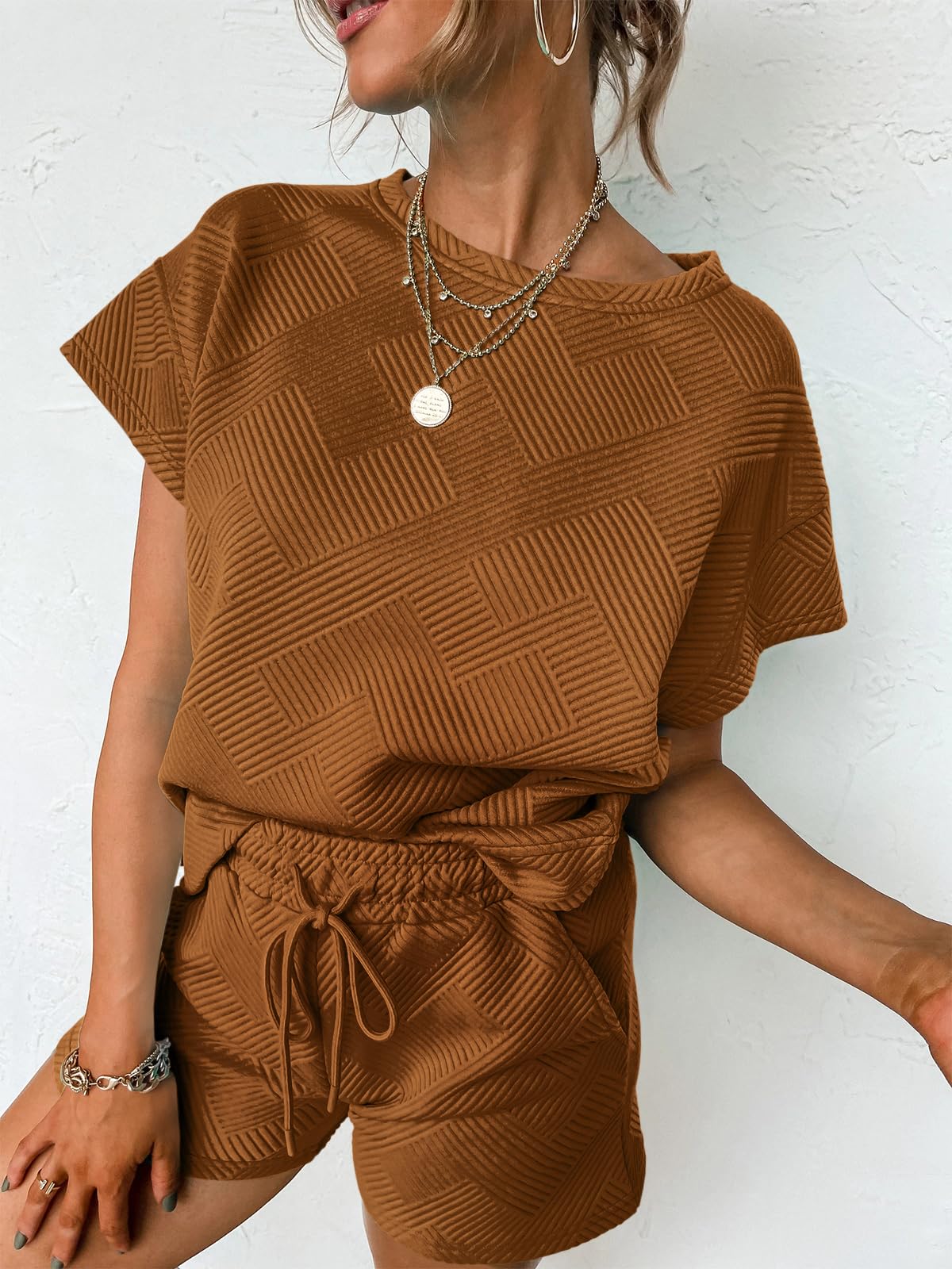 2024 Women's Lounge wear Set Short Sleeve Tops and Shorts 2 Piece Outfits Pajama Set (BUY 2 FREE SHIPPING)-hivebabe.com