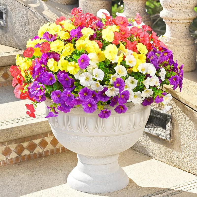 Artificial Flower (12/24pcs/set), UV Resistant Colorful Fake Flower, Decorative Bouquet for Home Garden Party Wedding Decor
