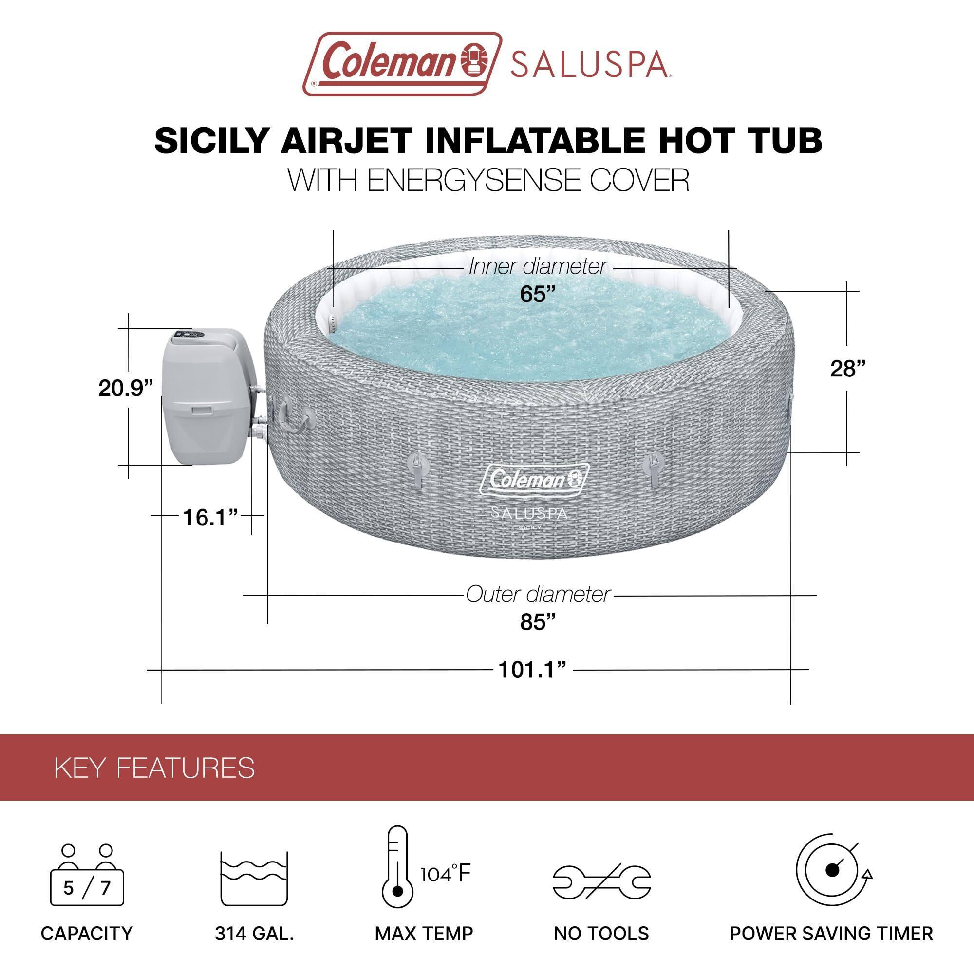 🥽buy one get one free🥽7 Person Inflatable Hot Tub Round Portable Outdoor Spa with 180 Soothing AirJets and Insulated Cover
