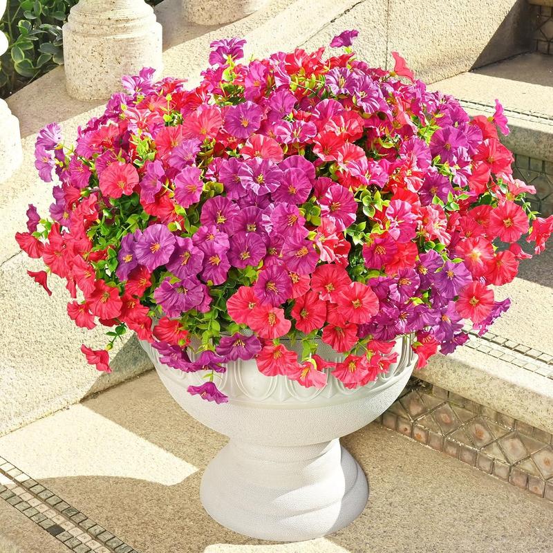 Artificial Flower (12/24pcs/set), UV Resistant Colorful Fake Flower, Decorative Bouquet for Home Garden Party Wedding Decor