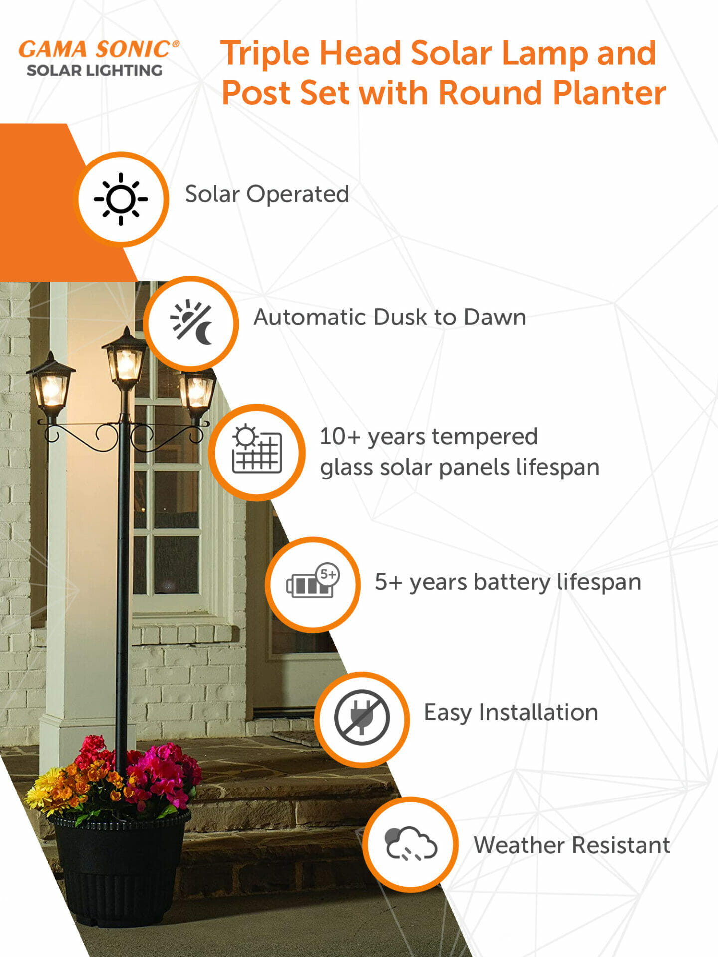 Soon to be sold out!!💝Last Day For Clearance,Buy 2 get 2 free ✨  75.5"Tall Solar Lamp Post with Planter & Stake