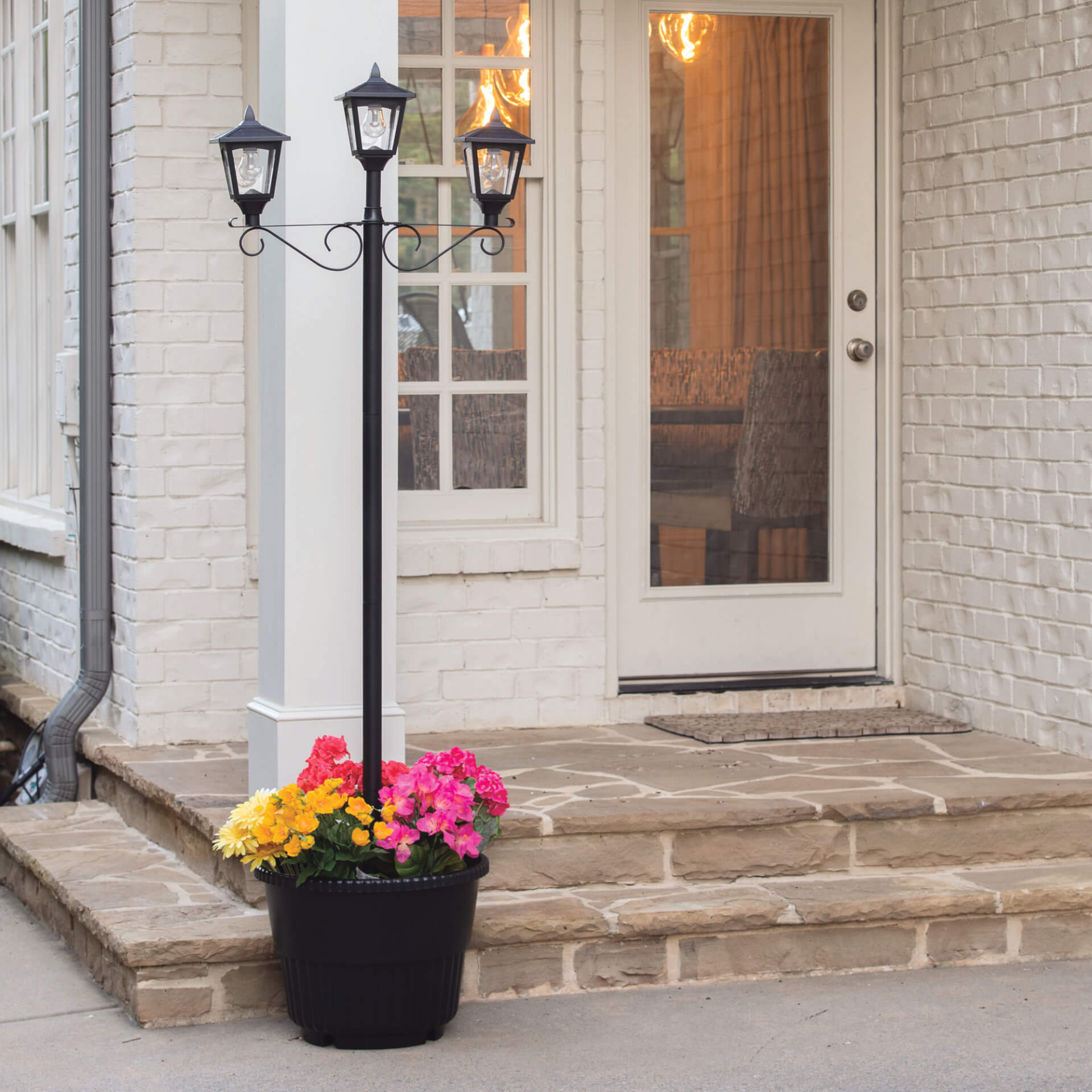 Soon to be sold out!!💝Last Day For Clearance,Buy 2 get 2 free ✨  75.5"Tall Solar Lamp Post with Planter & Stake