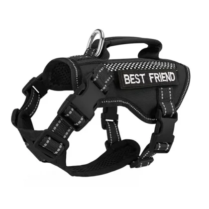 PetoGear Black Tactical Cat Harness - Reflective Escape-Proof Durable for Feline Night Hiking