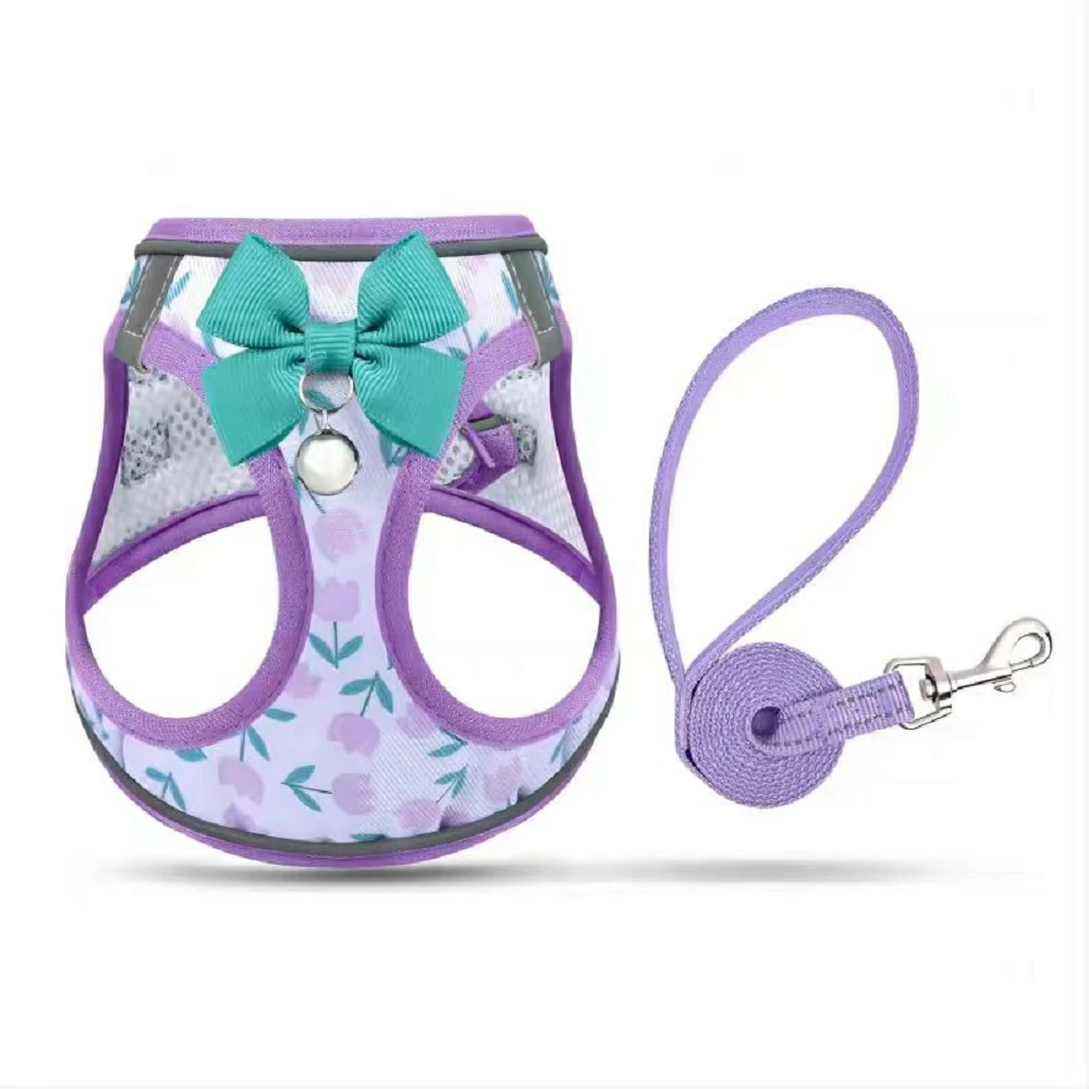 PetoGear Purple Tulip Cat Harness & Leash - Escape-Proof