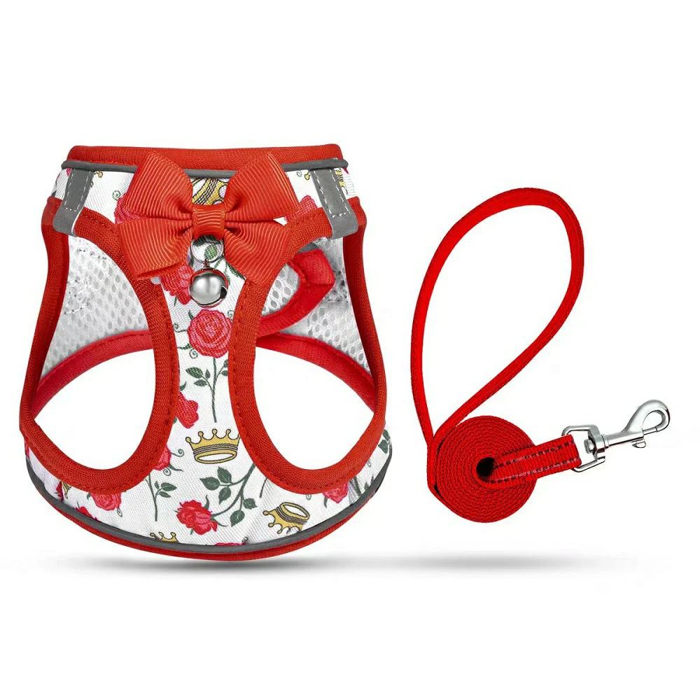 PetoGear Red Rose Cat Harness & Leash Set - Escape-Proof