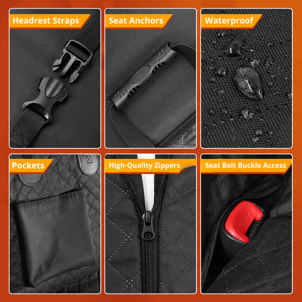 PetoGear Waterproof Dog Car Seat Cover – Fits SUV, Truck, Sedan | 250LBS Capacity