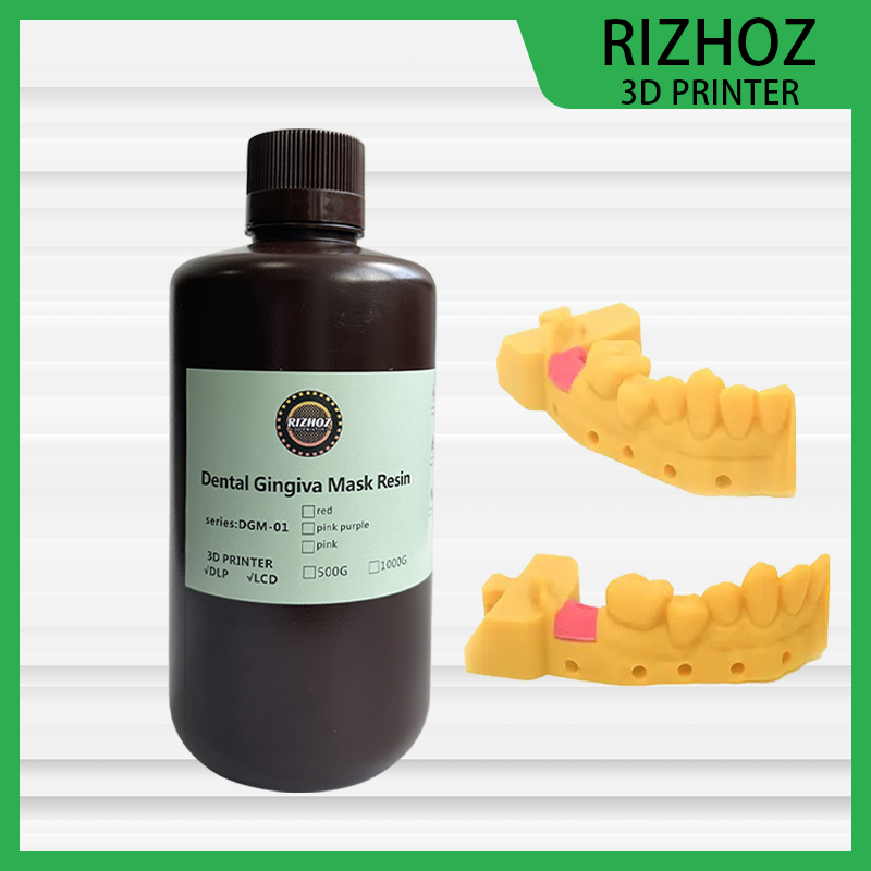 RIZHOZ Dental Gingiva Mask Resin 405nm for LCD/DLP 3D Printers – Flexible, Soft Touch, Ideal for Implant Models