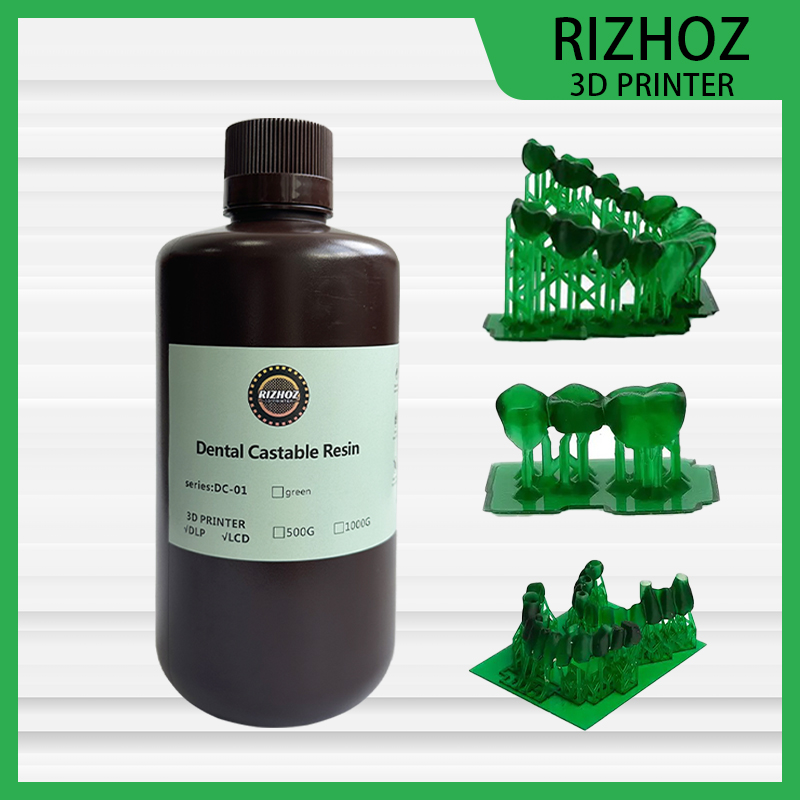 RIZHOZ Dental Castable Resin 405nm for LCD/DLP 3D Printers – Clean Burnout, Low Shrinkage, Ideal for Crown & Bridge