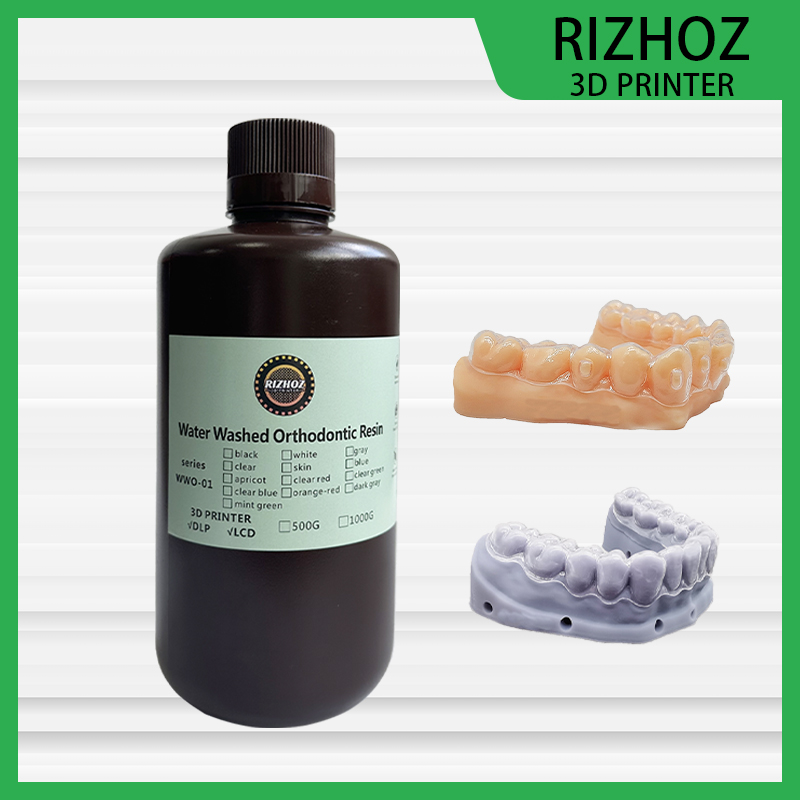 RIZHOZ Water Washable Orthodontic Resin 405nm for LCD/DLP 3D Printers – Easy Clean, Low Odor, High Accuracy