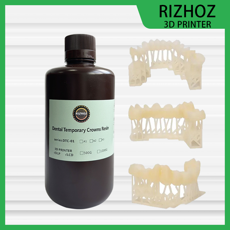 RIZHOZ Temporary Dental Crown Resin 405nm for LCD/DLP 3D Printers, High Precision, Hardness, Fast Curing, 