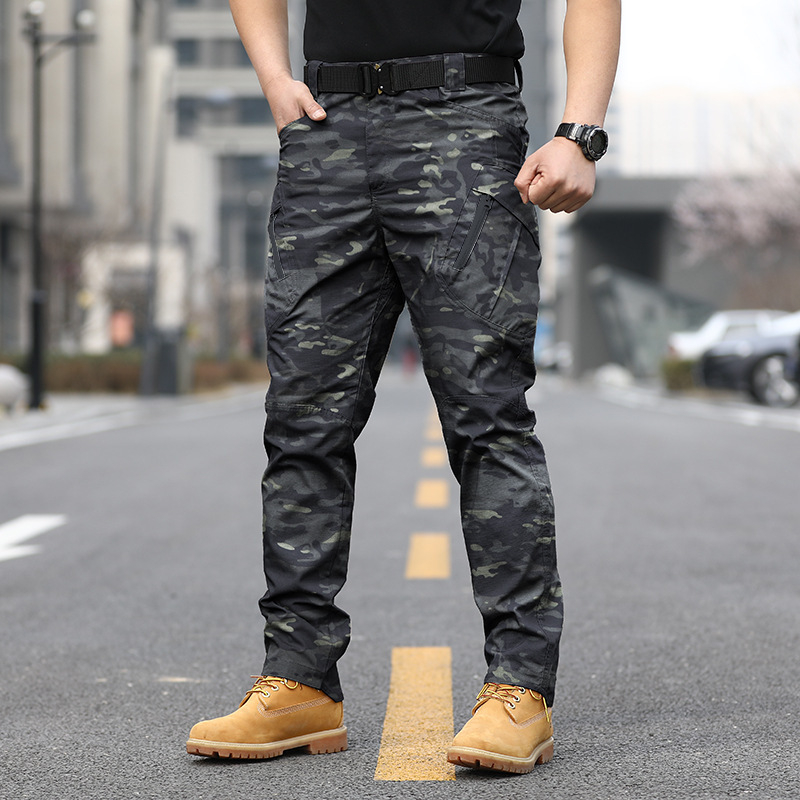 Men's Tactical Cargo Pants - Combat, Multi-Purpose Styles, Mid Waist Pull-On Fit, Multi-Pocket, Durable Breathable Poly Fabric, All Seasons, Stylish Plain Beige, Big-Small Zipper, for Hiking & Construction, Casual Slacks, Outdoor, Menswear