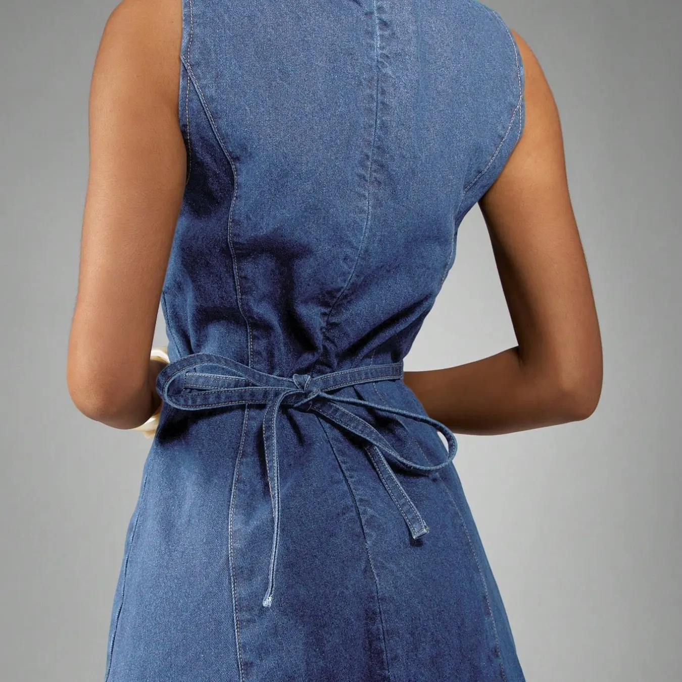 Women’s Vintage Sleeveless Denim A-Line Dress | Casual Autumn Wear