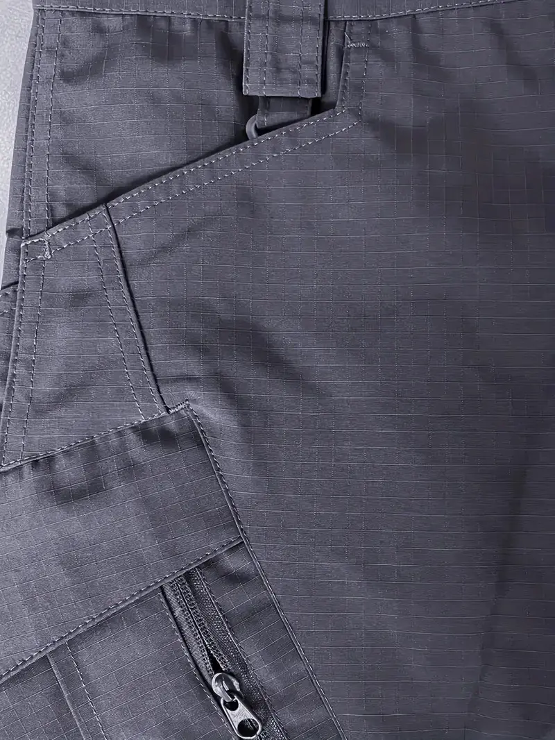 Men's Tactical Cargo Pants - Combat, Multi-Purpose Styles, Mid Waist Pull-On Fit, Multi-Pocket, Durable Breathable Poly Fabric, All Seasons, Stylish Plain Beige, Big-Small Zipper, for Hiking & Construction, Casual Slacks, Outdoor, Menswear