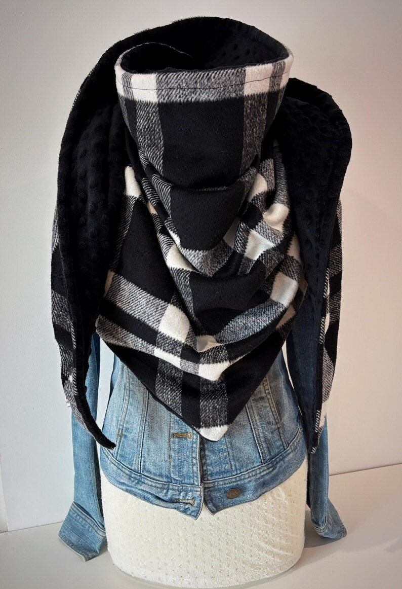 Western Denim Plaid Warm Neck Hood Warm Neck Cover
