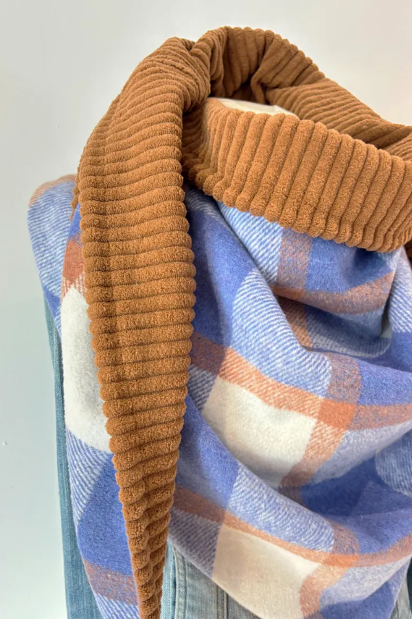 Western Denim Plaid Double-Sided Warm Neck Hood Warm Neck Cover