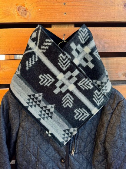 Women's Western Black Aztec Warm Neck Hood