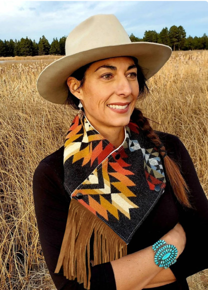 Western Fringed Scarf -  Aztec Pattern