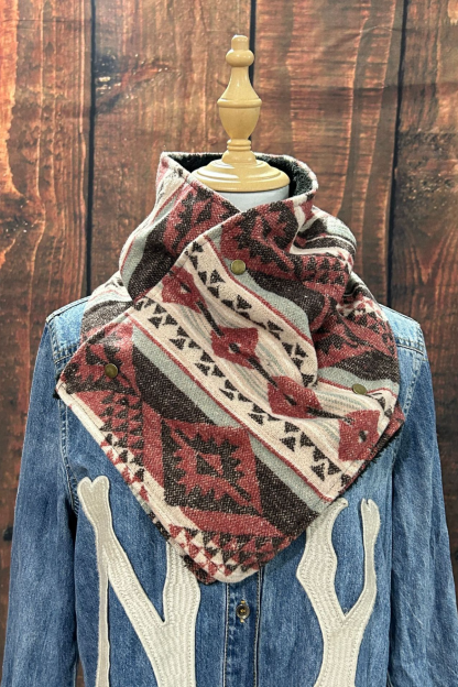 Women's Western Cowboy Aztec Warm Neck Hood