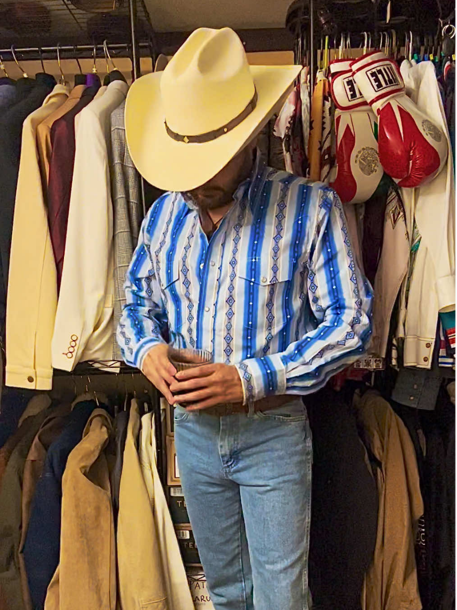 Men's Blue Stripe Print Shirt