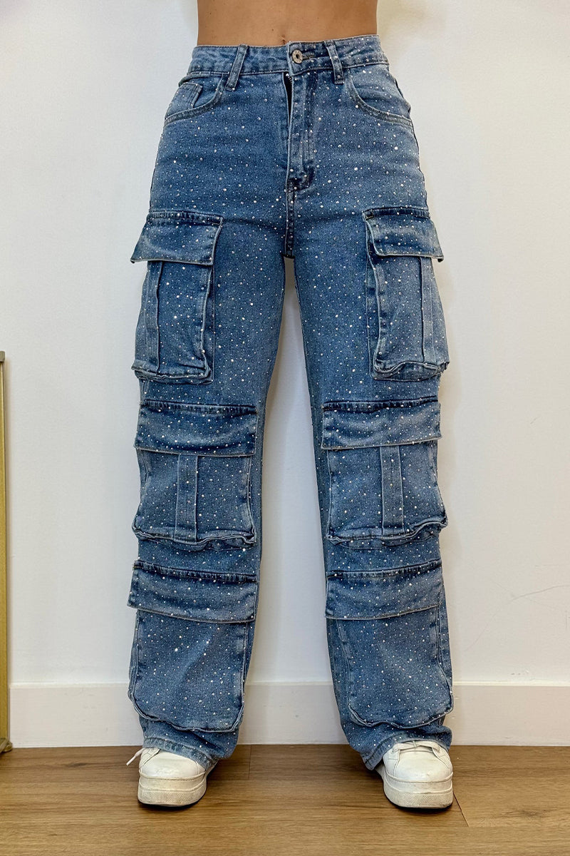 Women's Multi-pocket Rhinestone Casual Jeans --(SIZE:EU36-50)