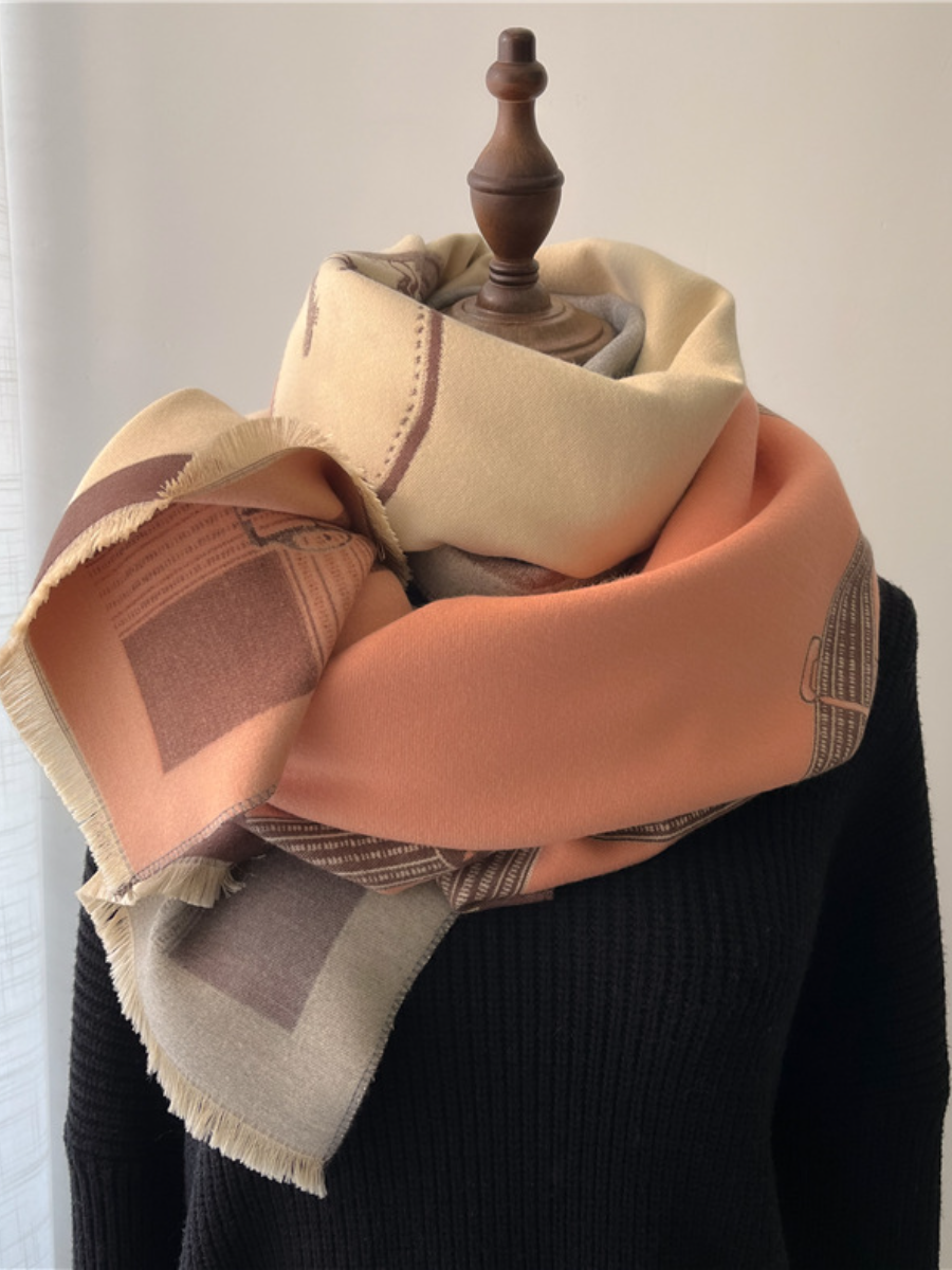 Boho Style Horse Pattern Fringe Trim Design Scarf