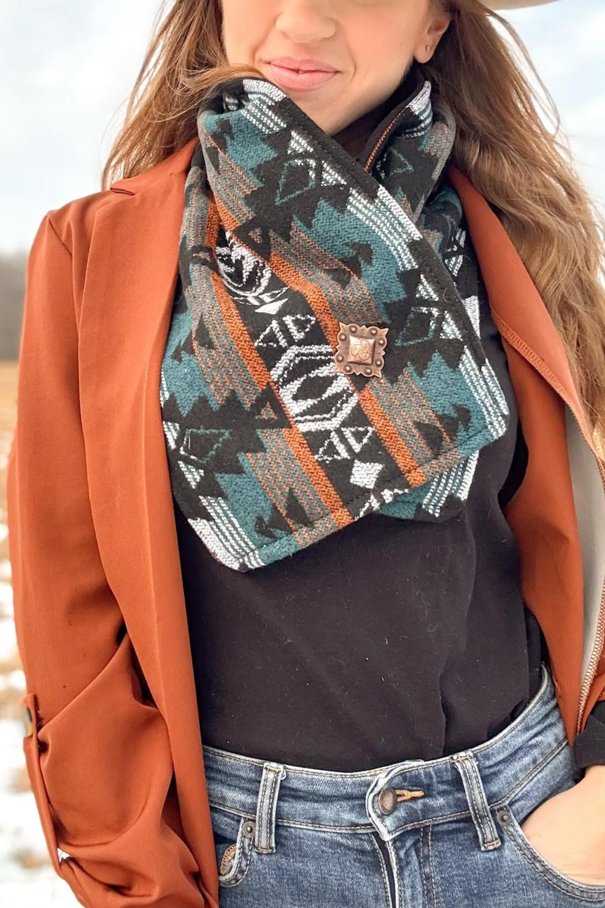 Western Cowboy Aztec Warm Neck Hood