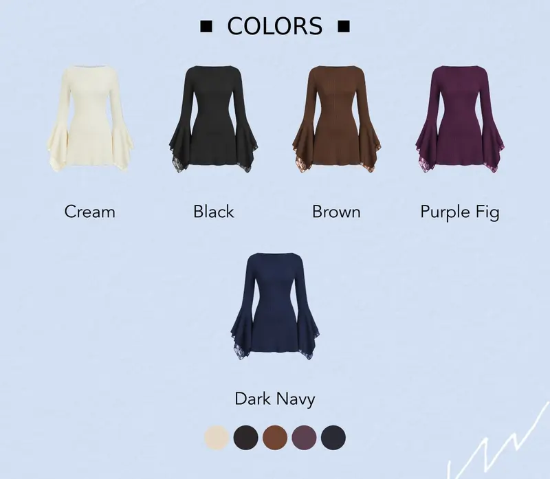 Cider Textured Boat Neck Bell Sleeve Lace Panel A-line Mini Dress