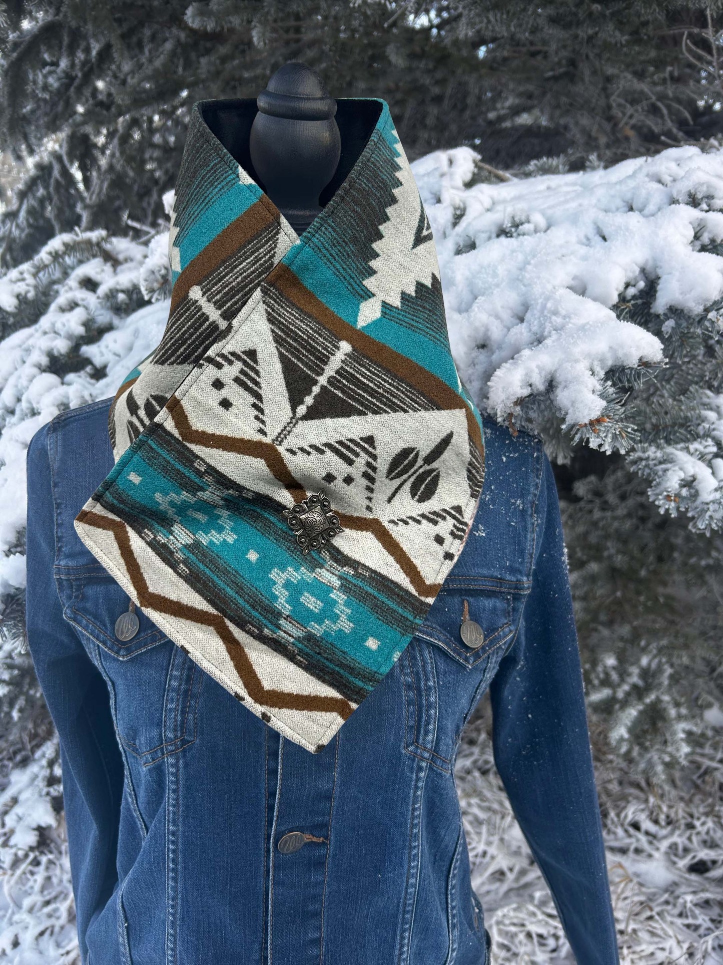 Western Cowboy Aztec Warm Neck Hood