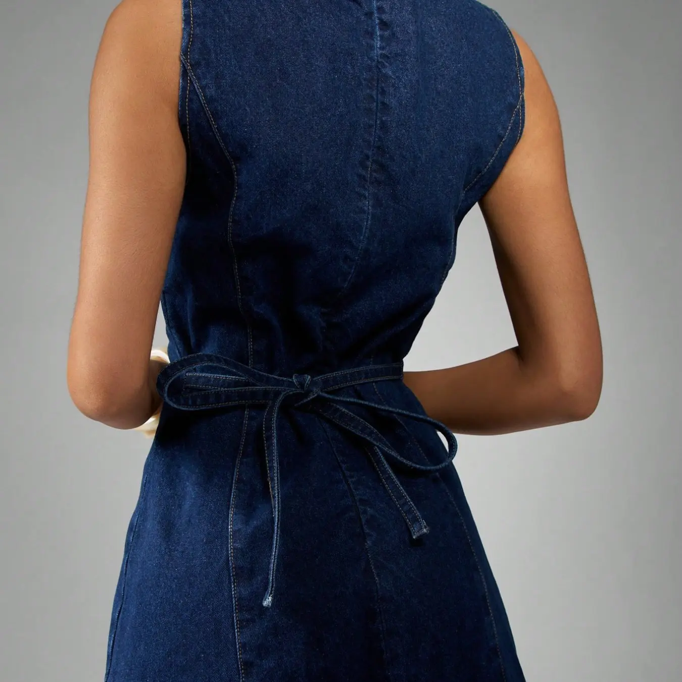 Women’s Vintage Sleeveless Denim A-Line Dress | Casual Autumn Wear