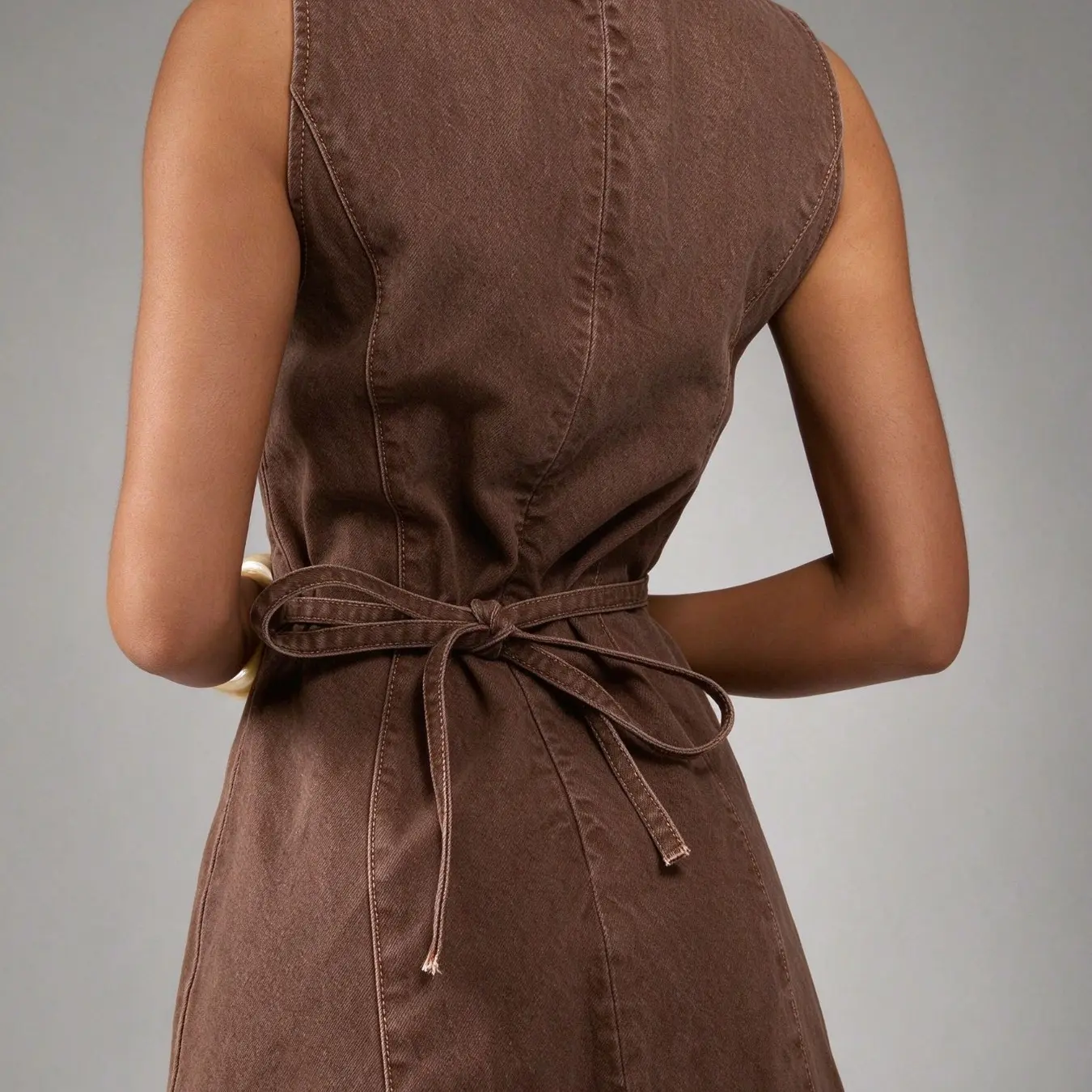 Women’s Vintage Sleeveless Denim A-Line Dress | Casual Autumn Wear