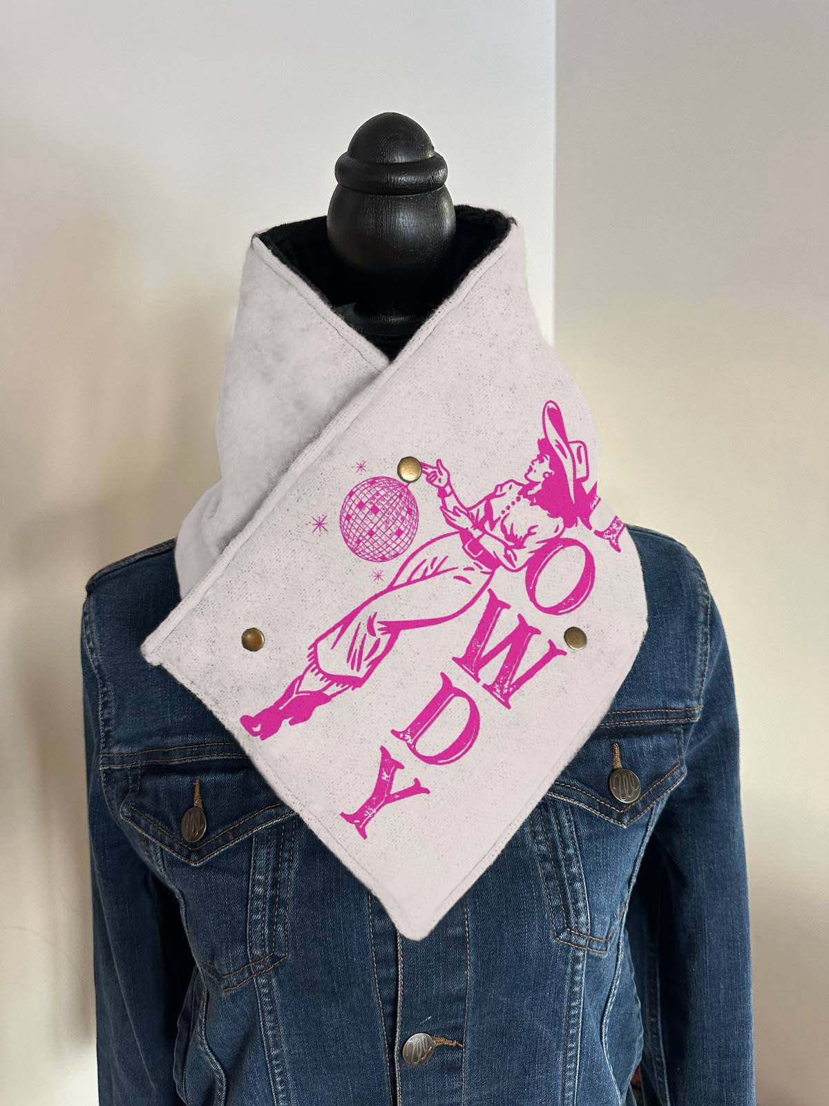 Western Cowgirl HOWDY Warm Neck Hood