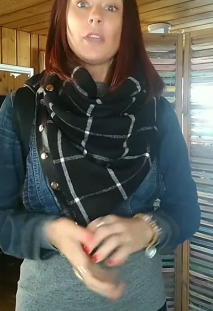 Classic plaid leather patchwork scarf