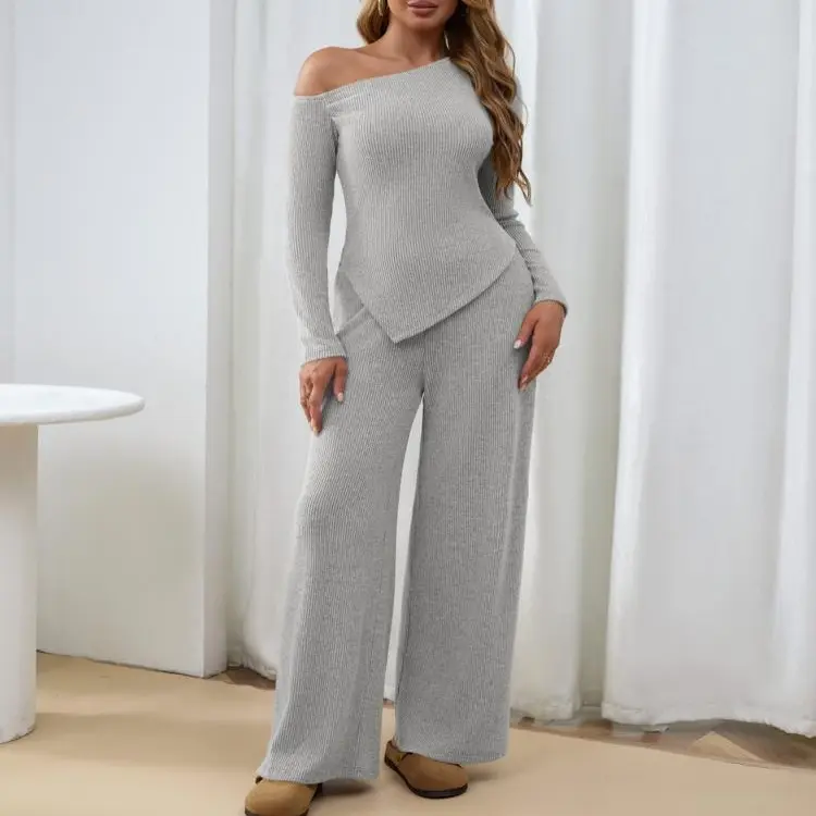 Women’s fleece-lined wide-leg trouser set