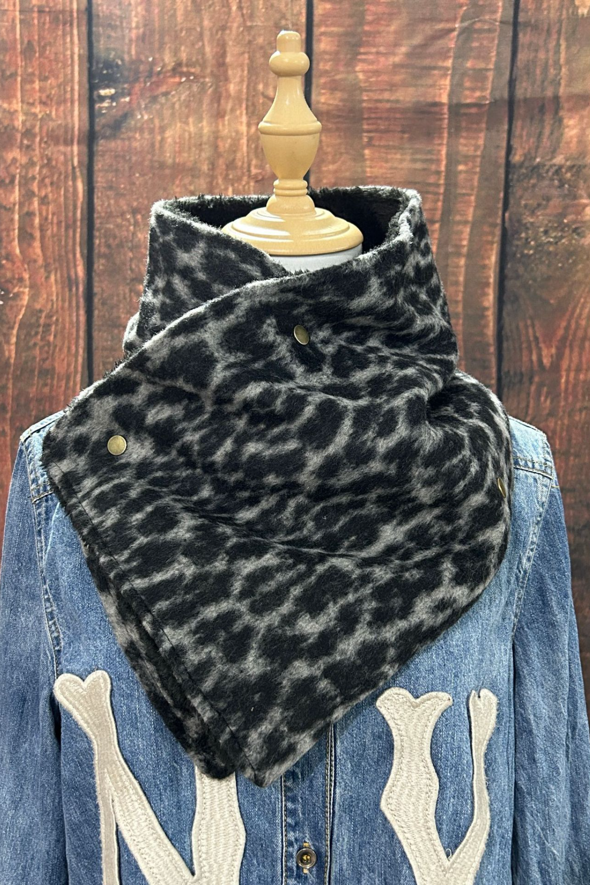Women's Western Leopard Print Warm Neck Hood