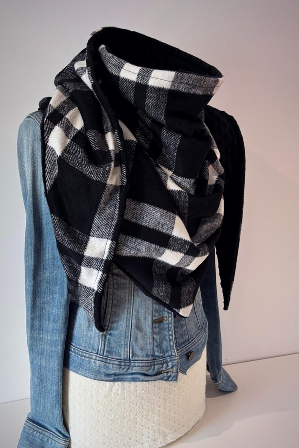 Western Denim Plaid Warm Neck Hood Warm Neck Cover