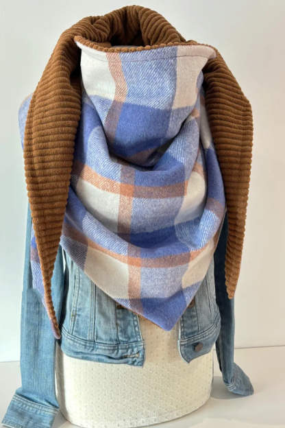 Western Denim Plaid Double-Sided Warm Neck Hood Warm Neck Cover