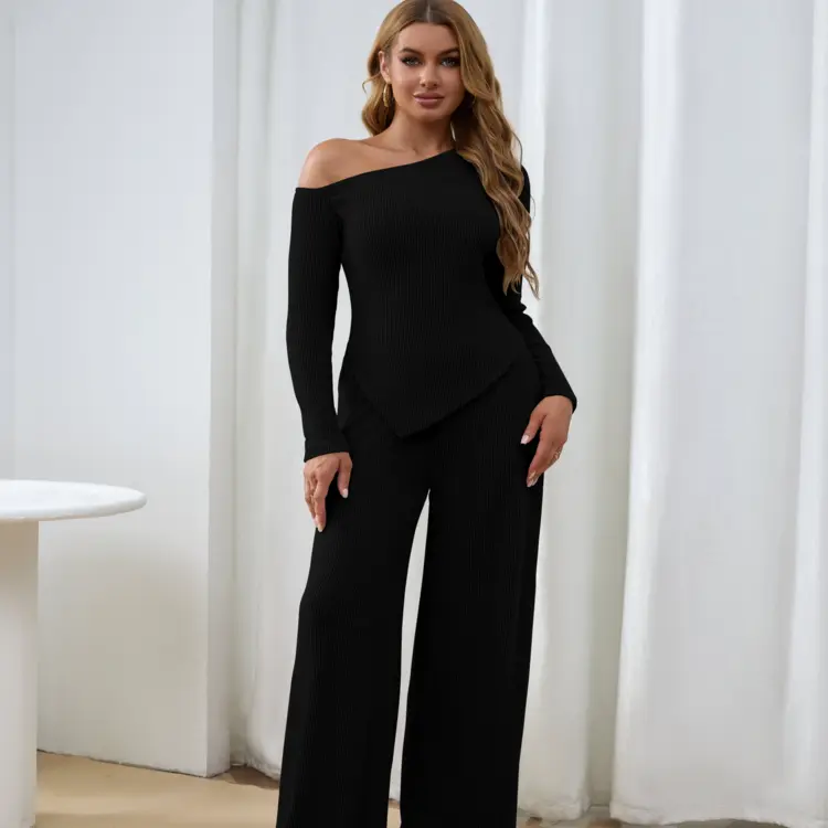Women’s fleece-lined wide-leg trouser set