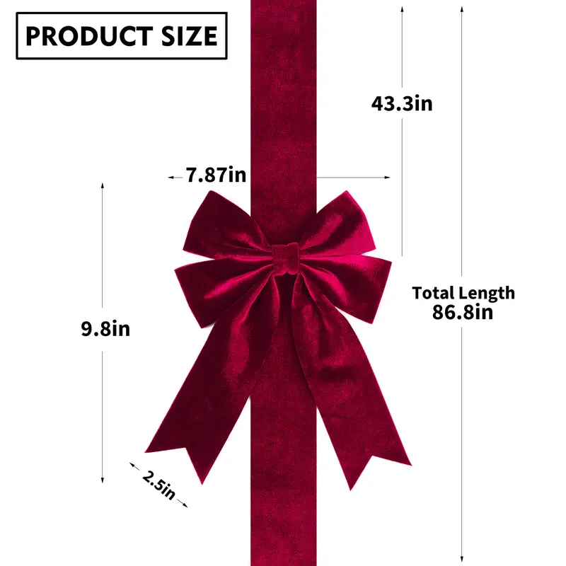 4-Piece Velvet Christmas Cabinet Bows – Ribbon Decorations for Doors