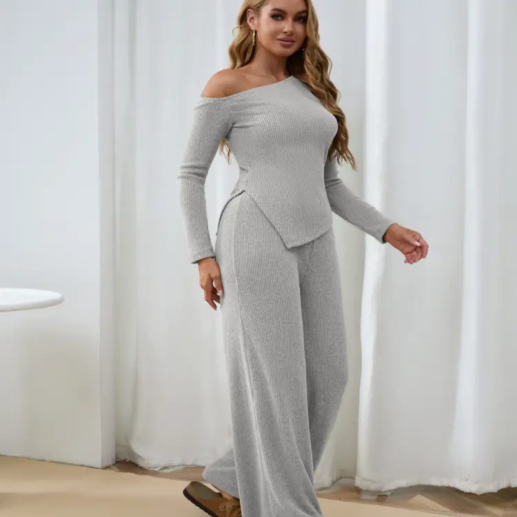 Women’s fleece-lined wide-leg trouser set