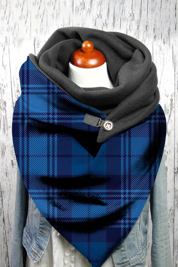 Women's Western Denim Plaid Warm Neck Hood Warm Neck Cover 22 * 100com