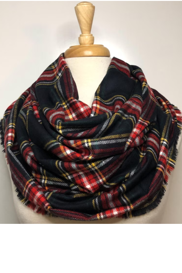 Tartan Plaid Infinity Scarf – Cozy Fall Winter Loop Scarf