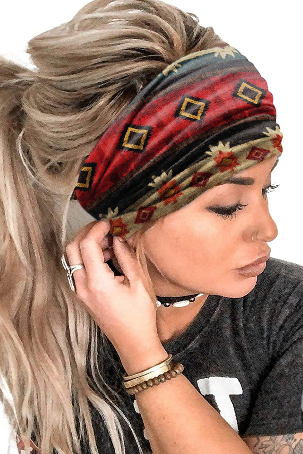 Women's Boho Twist Headbands – Soft Stretchy Wide Hair Bands for Yoga, Festivals and Casual Wear