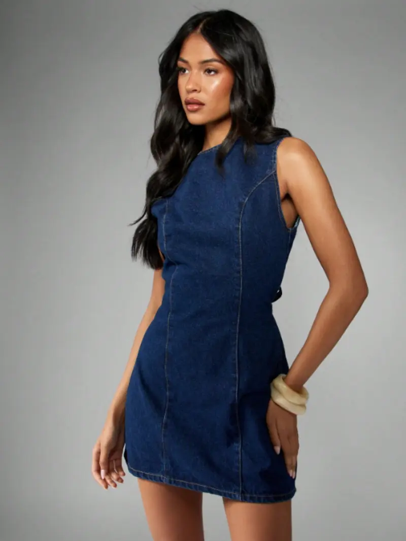 Women's American Retro Sleeveless Short Dark Wash Denim Summer Dress, A-Line Dress, Flattering Fit, Perfect for Daily Commute, Dates, Parties and Vacations, Sleeveless Casual Sundress Women's American Retro Sleeveless Short Dark Wash Denim Summer Dress, A-Line Dress, Flattering Fit, Perfect for Daily Commute, Dates, Parties and Vacations, Sleeveless Casual Sundress