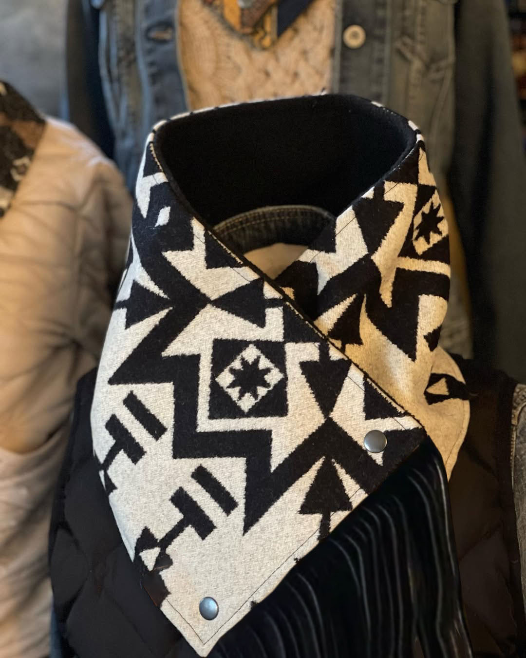 Western Fringed Scarf - Aztec Pattern