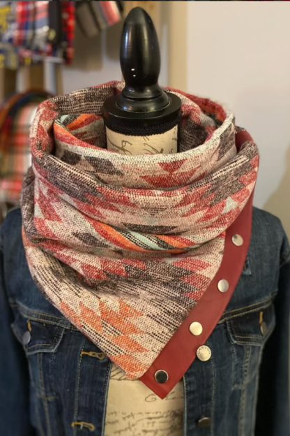 Aztec leather patchwork scarf