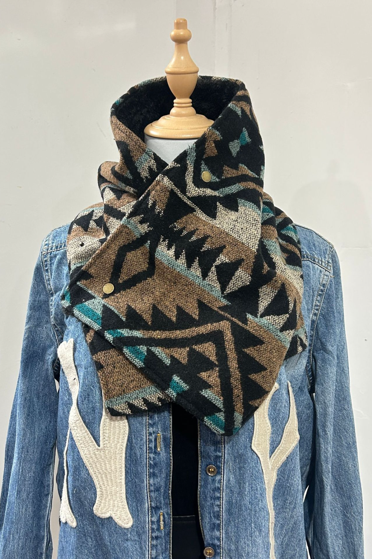 Women's Western Cowboy Aztec Warm Neck Hood